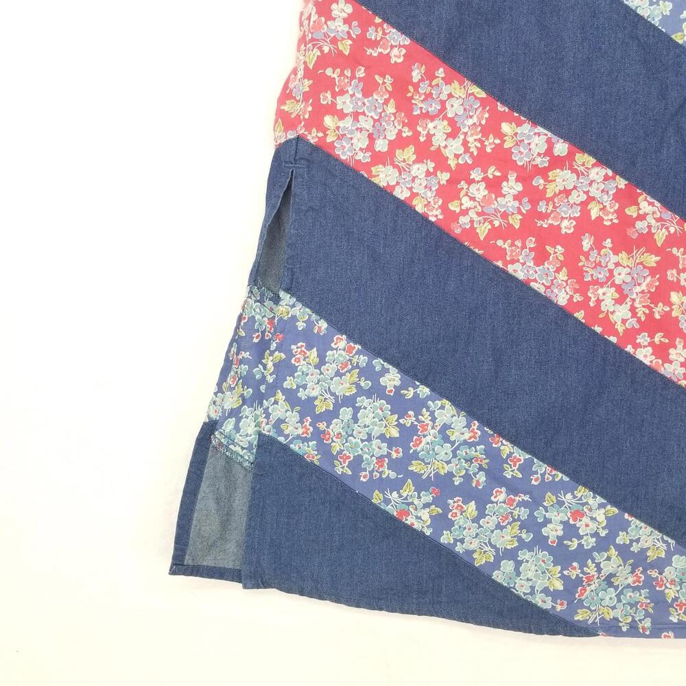 Crazy‎ Horse Cottage Floral Chambray Skirt Womens 14 Blue Pink - Picture 6 of 11